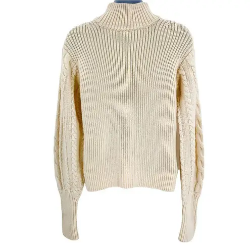 Caroline Constas Chunky Knit Bishop Puffed Sleeve Turtleneck Sweater Large