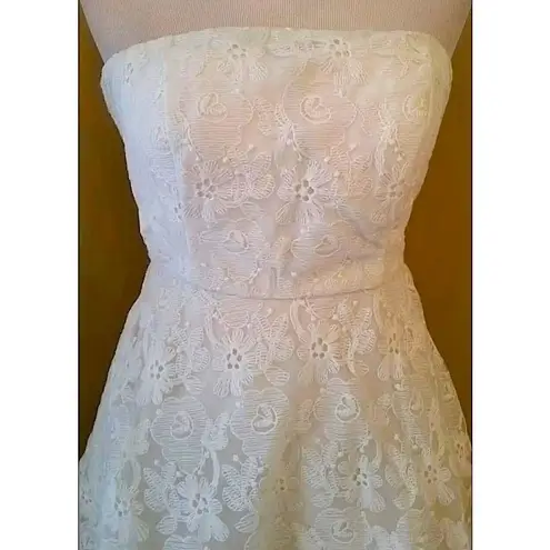 White Strapless Embroidered Mini Modcloth Dress by Geode Wedding LWD Formal