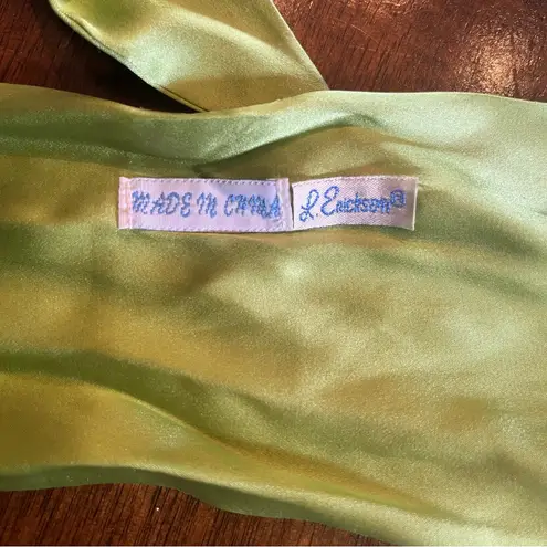 L. Erickson Green Silk Retro Hair Wrap Band Sash Headband Scarf 72”x4”
