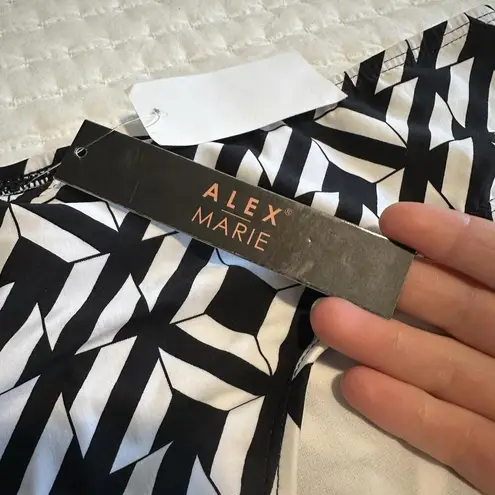 Alex Marie Geo Black & White Mid Waist Bikini Bottom Swim Size 12