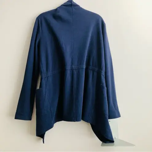 Caslon Nordstrom Open Cotton Waterfall Drape Navy blue Cardigan Women’s Size S