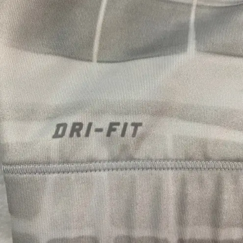 Nike  Pro DRI-FIT Sports Bra Racerback Athletic Top Gray White Comfort XS EUC‎