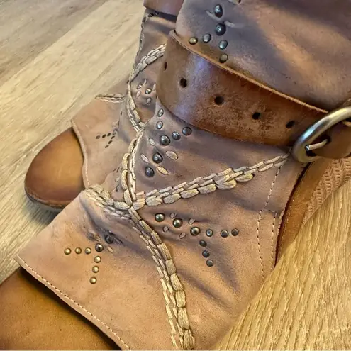 Miz Mooz Caitlin Ankle Leather Booties Peep toe shoes in Rose size 37/6.5-7