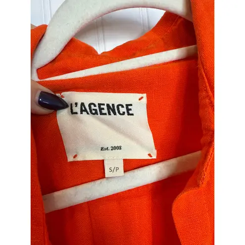 L'Agence NWOT L’AGENCE Cameron Long Shirt Dress Cherry Tomato Linen Belted Womens Size S