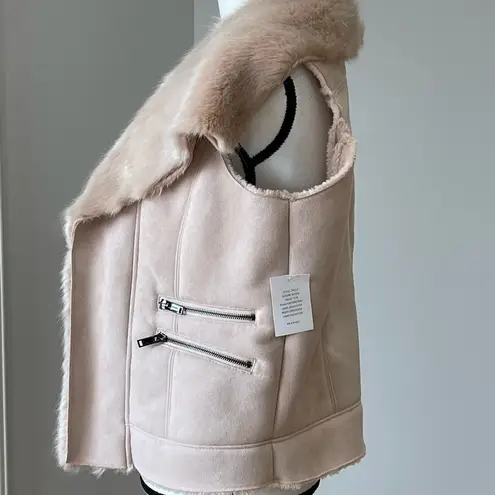 Dolce Cabo size small faux fur and suede open front vest new with tags blush Pink - Image 14