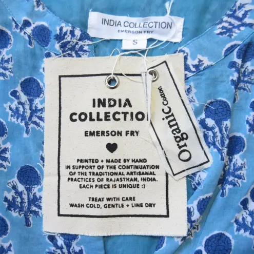 NWT Emerson Fry India Collection Frances in Danube Little Marigolds Dress S Blue