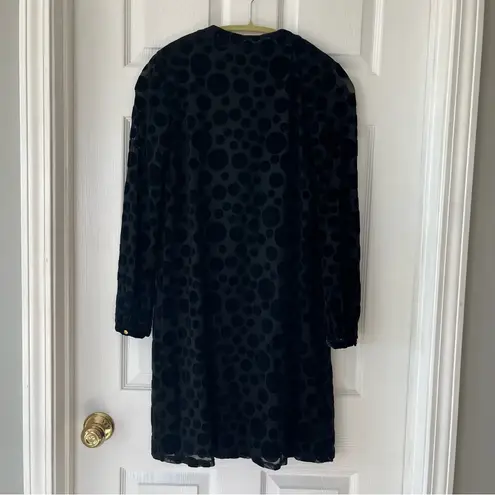 Sail To Sable Black Bow Front Velvet Polka Dot Dress Semi Sheer Womens Size 6