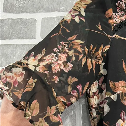 ASOS Hope & Ivy Full Length Floral Black Elegant Dress with peplum waist Size 10