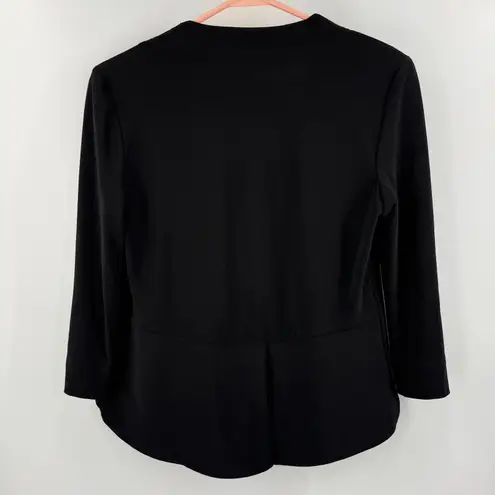 Joseph Ribkoff Jacket Size 4 Open Blazer Black Shoulder Pads Lightweight Stretch