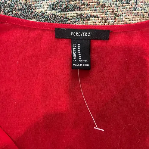 Forever 21  Red Long Sleeve Deep V Wrap Maxi Dress Women’s M Elegant Evening Gown