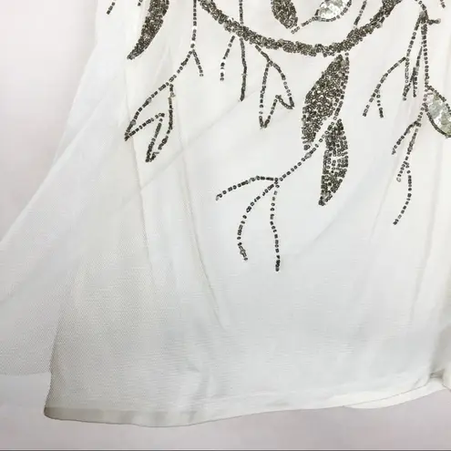 Halogen  Beaded Mesh Tank Top Womens Small Fairy Chic Dressy Elegant Party Glam