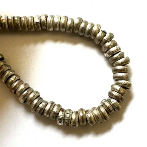 Canvas silver tone beaded necklace on black cord