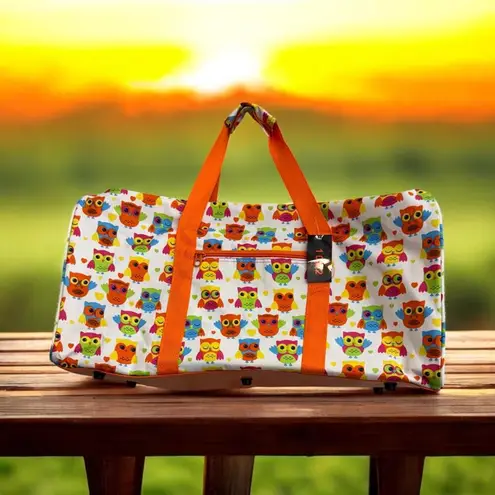 *Colorful Owl Pattern Weekender Bag Travel Vacation Carryon Beach White