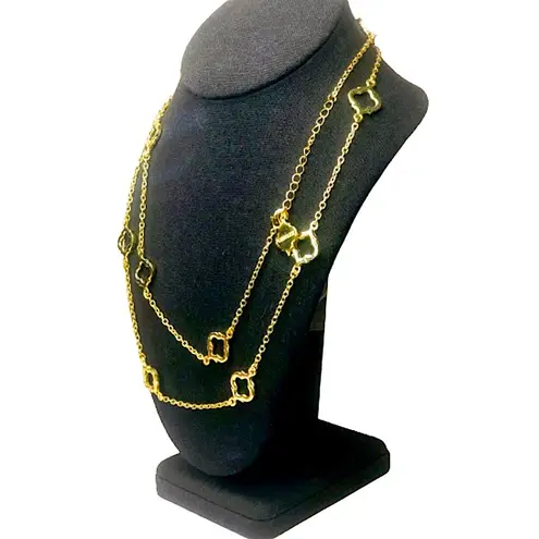 FORNASH Quatrefoil Gold Tone Necklace with lobster claw clasp 42 inches long