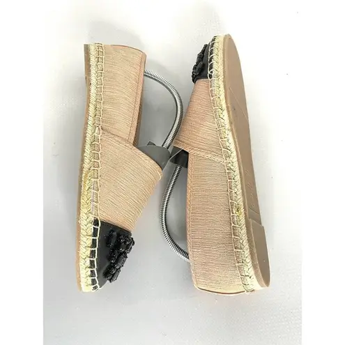 Sam Edelman Circus  Loretta Moccasin Woven Beaded Blush Black Espadrille Size 7.5