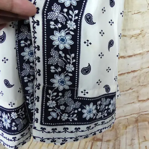 Cinq à Sept Cinq a Sept Skirt Women 2 Ivory Navy Amory Bandana Floral Pleated Silk Ties FLAW