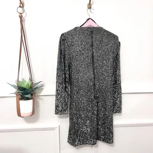 Bardot Sequin Long Sleeve Sparkle Dress Charcoal Sequin Size US 8