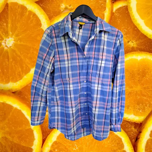 Prince & Fox Pink and Blue Plaid Button Up Shirt Size Large