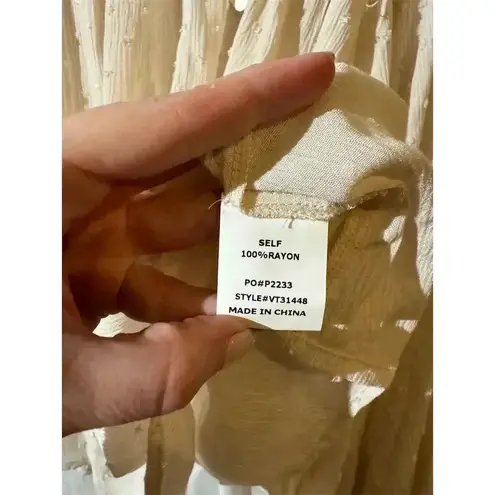 Vine & Love NWT Lace Up Back Blouse M Floral Embroidery Long Sleeve Cottage