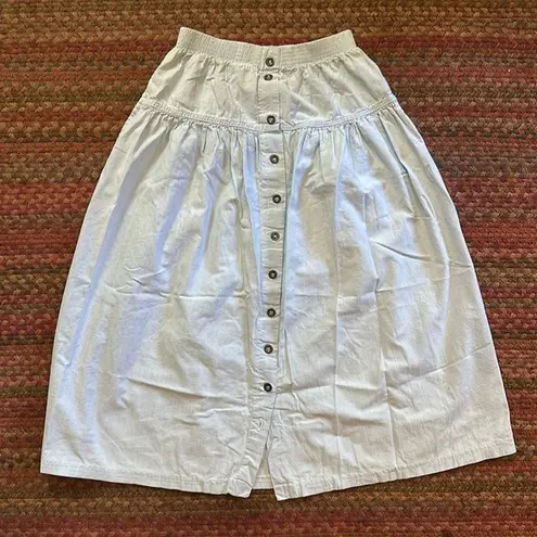 VTG LIGH WASH DENIM BUTTON UP MIDI MAXI SKIRT WESTERN COWGIRL BOHO Blue