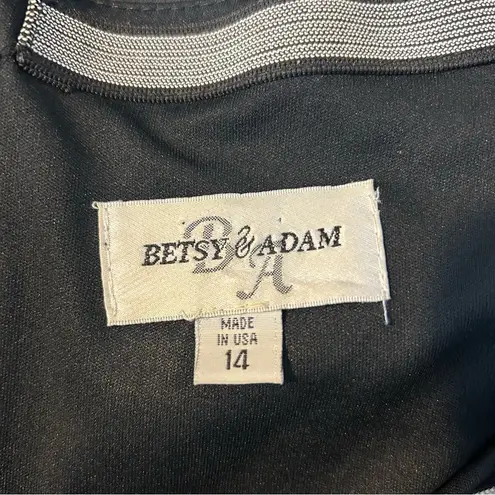 Betsy and Adam Off Shoulder Black Satin Bodycon Sheath Dress Size 14