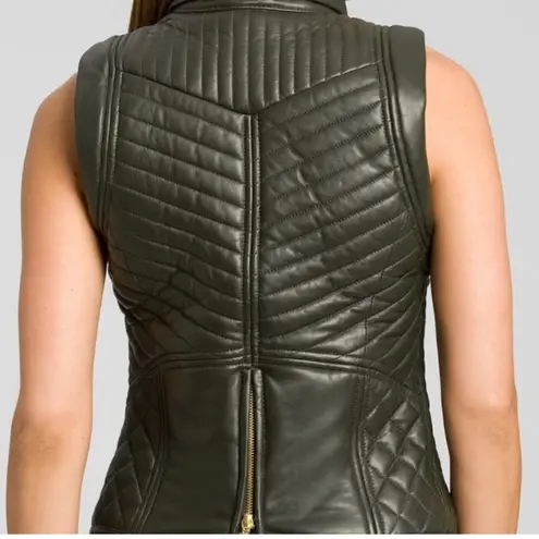 Guess by Marciano  Women’s Medium Quilted Natural Green Leather Biker Vest