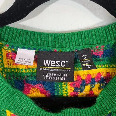 WESC Unisex Multicolor Afghan Crochet Granny Square Crew Neck Vest Size M/L Size L