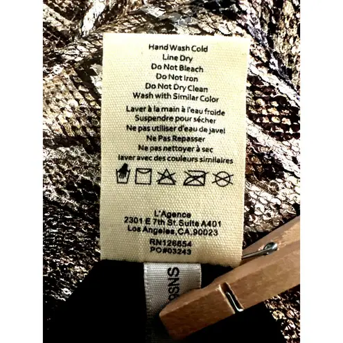 L'Agence L’Agence 8P Bronze Metallic Python Print Mini Dress Glamcore Bodycon Night Luxe