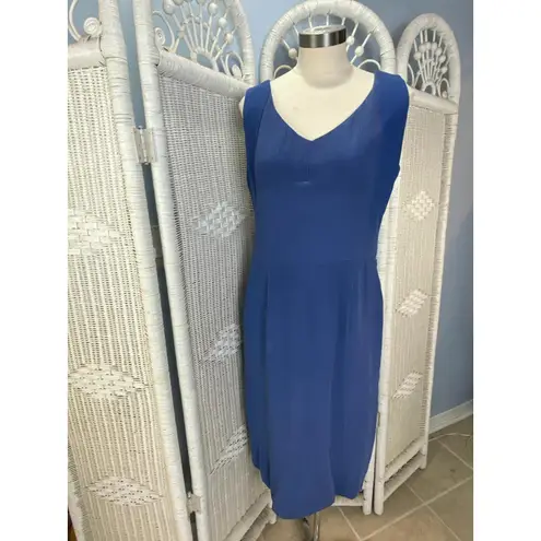 Kashka's of Milwaukee 100% Silk Crinkle Dress Periwinkle Blue Vintage M Size L