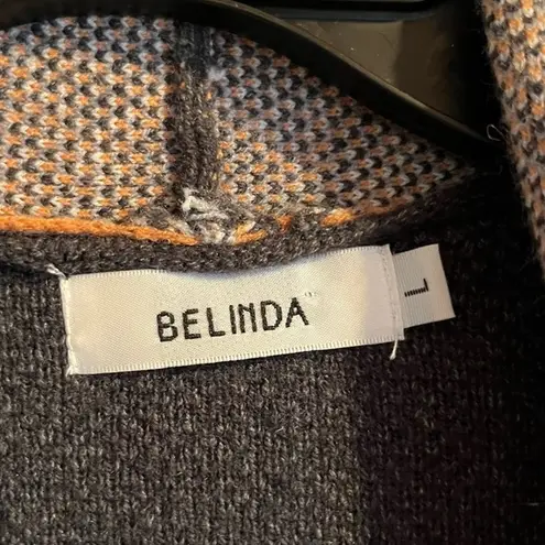 Belinda Brand Aztec Tribal Bohemian Open Front Cardigan Size Large Westerncore Gray