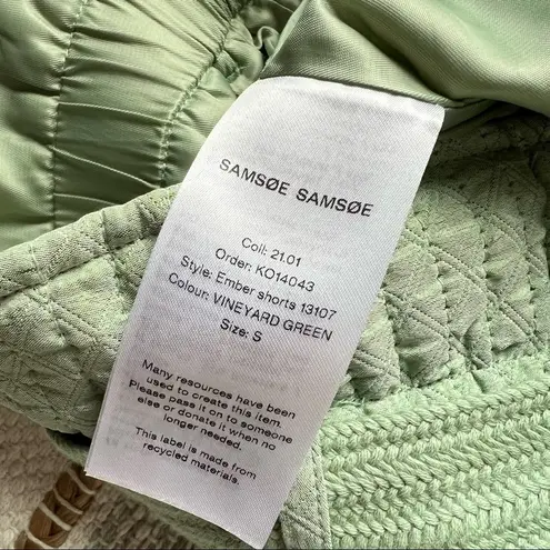 Samsoe Samsoe Ember Vineyard Green Textured Tie Paperbag Waist Shorts Size Small