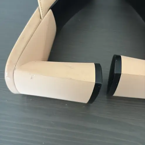 Marc Fisher  Cadence Heeled Square Toe Sandal Thong Patent Leather Beige 8.5 - Image 9