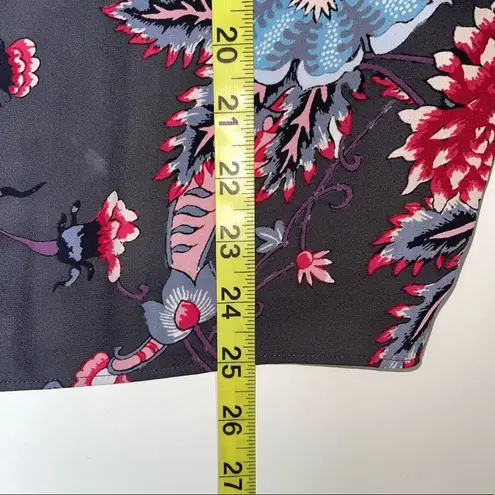 The Loft Gray & Multicolor Floral Paisley Print Ruffle Hem Blouse