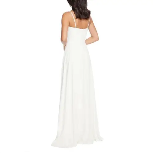 Dress the Population  Cambria White Tie Bodice Chiffon Maxi Evening Dress Gown