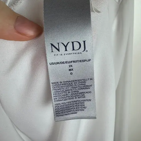 NYDJ Womens White Blouse Size 2X V-Neck 3/4 Sleeve Sheer Neutral Office Casual