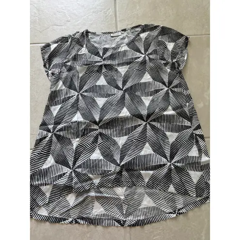 Masai Top Womens Medium Black White Abstract Tunic Artsy Abstract Boho Black