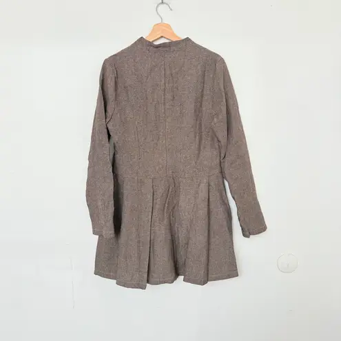 Rihoas Brown Button Pleated Mini Dress Size M