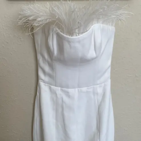 House Of CB House of‎ CB 'Bianca' White Feather Strapless Dress NWOT size XS