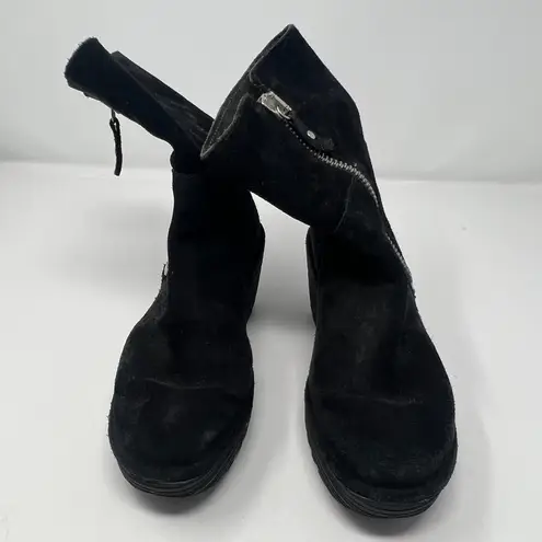 Fly London  Women's Suede Black Wedge Calf Boots Size 35