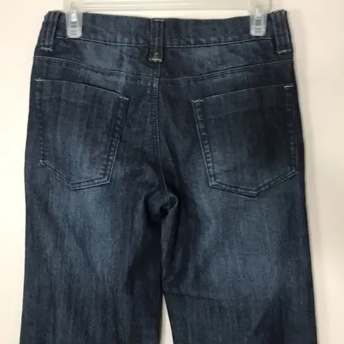 Bebe  ladies darkwash wide leg flare denim jeans size 27