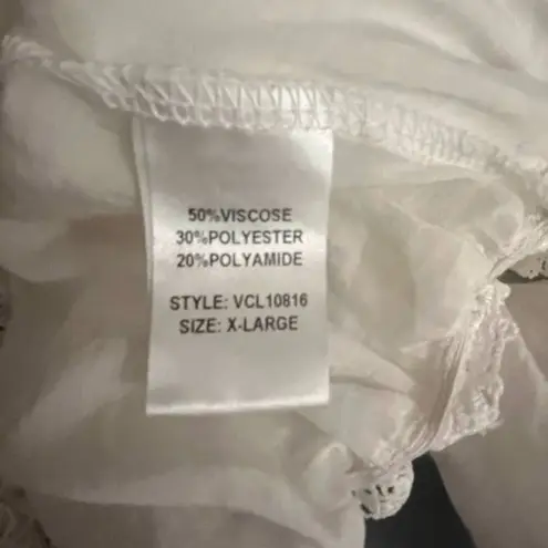 Elan Crochet Off or On The Shoulder Crop Top White coquette Cottage Core sz. XL