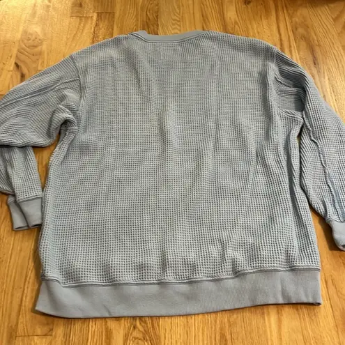 Aerie  Blue Waffle Crewneck Sweatshirt Sz M