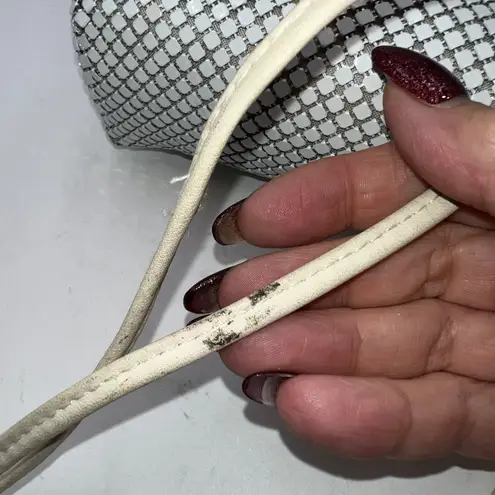 Whiting and Davis Vintage White Mesh Evening Bag Clutch Purse Gold Charm