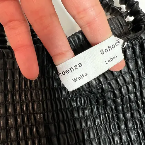 Proenza Schouler WHITE LABEL Faux Leather Smocked Crop Top Sz M