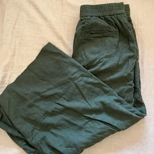 Banana Republic Linen olive wide leg crop pants 