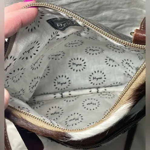 Myra Aztec Western Southwestern Hairon Leather Canvas Crossbody Bag Purse NWOT Orange