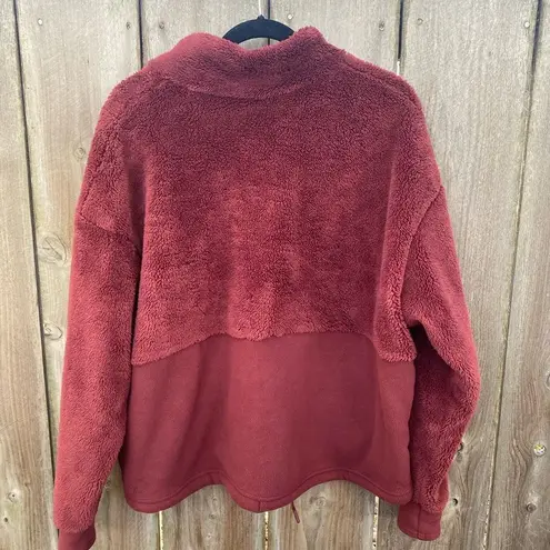 All In Motion Women's  Snap Front Pullover Burgundy Sweatshirt Fleece XXL