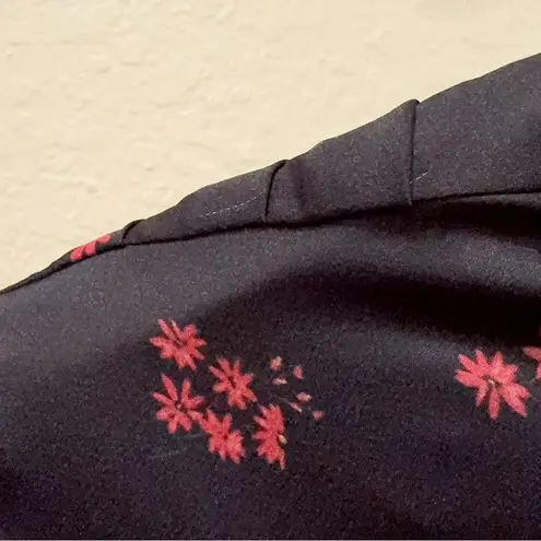 Keepsake Infinity Long Sleeve Satin Mini Dress Black with Pomegranate Ditsy Size Size XS