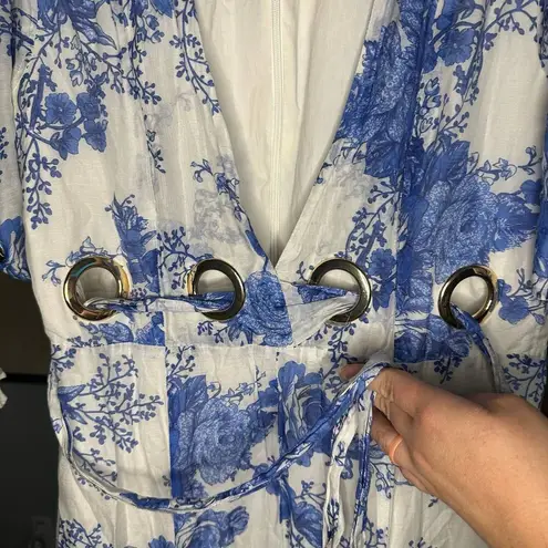 Alice McCALL Only Everything Midi Dress 4 Floral Plunge Neck Grommet Silk Blend