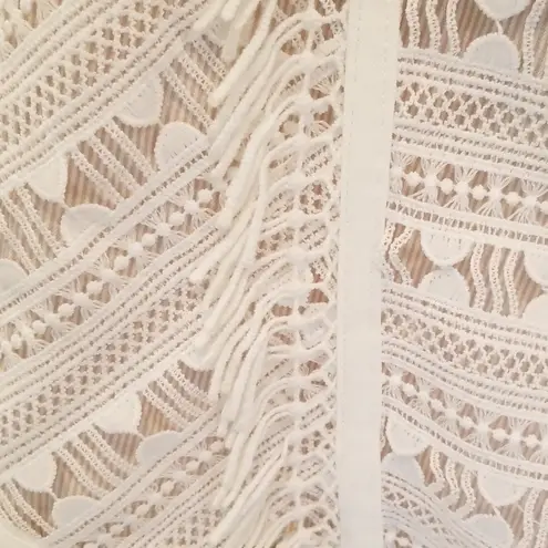 Greylin ππ White Lace Fringe Mini Skirt M NWT